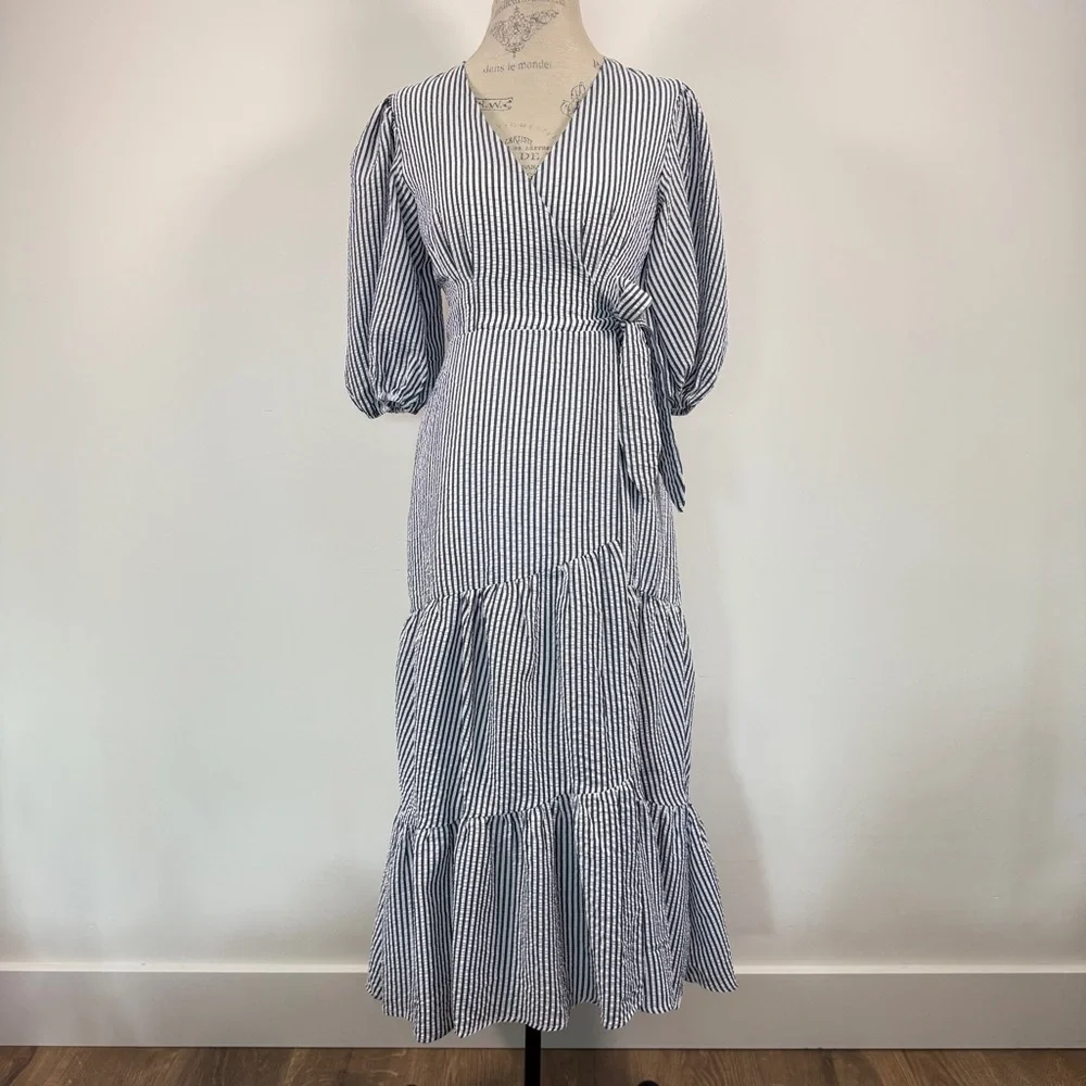 Hutch V-Neck Tiered Wrap Midi Dress - Picture 2 of 11